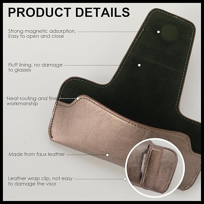 Sunglass Holder for Car Visor, Car Sunglasses Holder Leather, Eyeglasses Holder Glasses Storage Case Visor Accessories