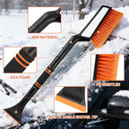 Hovom Snow Brush & Ice Scraper, 27"–32" Extendable Ice Scrapers for Car Windshield Window, Detachable Vehicle Snow Removal Tool with Foam Grip for Cars Trucks SUVs, Winter Car Accessories