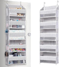 ULG 1 Pack Over Door Organizer with 5 Large Pockets 10 Mesh Side Pockets, Upgraded Linen Texture Over The Door Storage, 44 lb