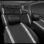 CAR PASS Bling Diamond Car Seat Covers, Shining Rhinestones Waterproof Faux Leather, 8 Seats 3 Rows with Zipper Glitter Crystal Sparkle Strips Universal Fit 95% MPV,SUV,CAR for Women Girl, Silver