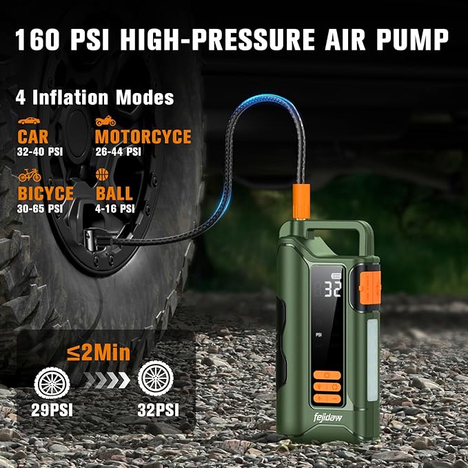 Jump Starter with Air Compressor,5000A Car Battery Jumper Starter, 16000mAh Battery Jumper Starter Portable for 10L