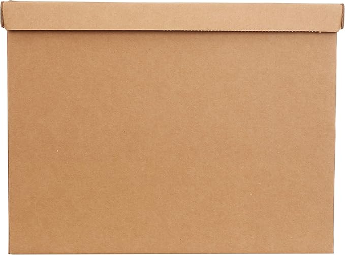 Amazon Basics Moving and Storage Boxes with Handles and Lift-Off Lids, Medium, 19" x 14.5" x 15.5", Brown, 10-Pack
