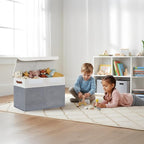 DECOMOMO Large Toy Storage Box with Lid - 25L x 12W x 16H inches Toy Chest Storage Bin with Divider for Kids, Nursery, Playro