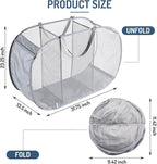 Seiritex Mesh Popup Laundry Hamper 3 Compartment Sortable Horizontal Collapsible Laundry Basket for Clothes Laundry Room Bedr