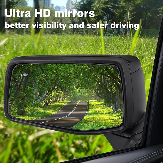 Left Driver Side Mirror Glass Compatible with 2019-2025 Chevy Silverado 1500 GMC Sierra 1500 W/Blind Spot Heated With backing plate (with a tool) Replace#GM1324160 84309707