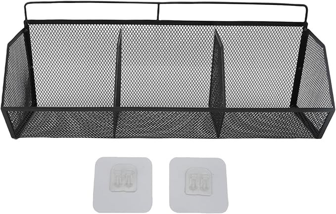 Metal Wire Basket, 3 Grids Wall Hanging Baskets, Wall Mount Slanted Opening Storage Organizer for Kitchen Bathroom Laundry Ro