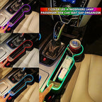 7 Color Led Car Seat Gap Filler Organizer Car Seat Pocket Gap Filler with USB+C Fast Charger,Car Gap Organizer Storage 2023 Console Side Seat Gap Filler fit for Passenger Side(Black-passenger side)