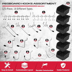 Ultimate 121-Piece Pegboard Hooks Set, Pegboard Accessories with Metal Hooks, Durable Peg Board Organizer Accessories, Pegboa