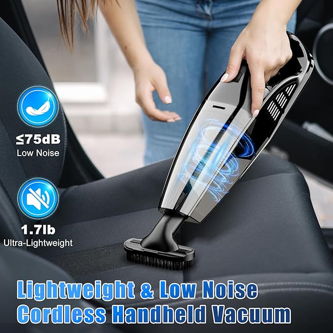 Handheld Vacuum Cordless Rechargeable Portable Car Vacuum, 7500Pa Powerful Suction Mini Hand Held Vacuum, 670ML Cup Lightweig