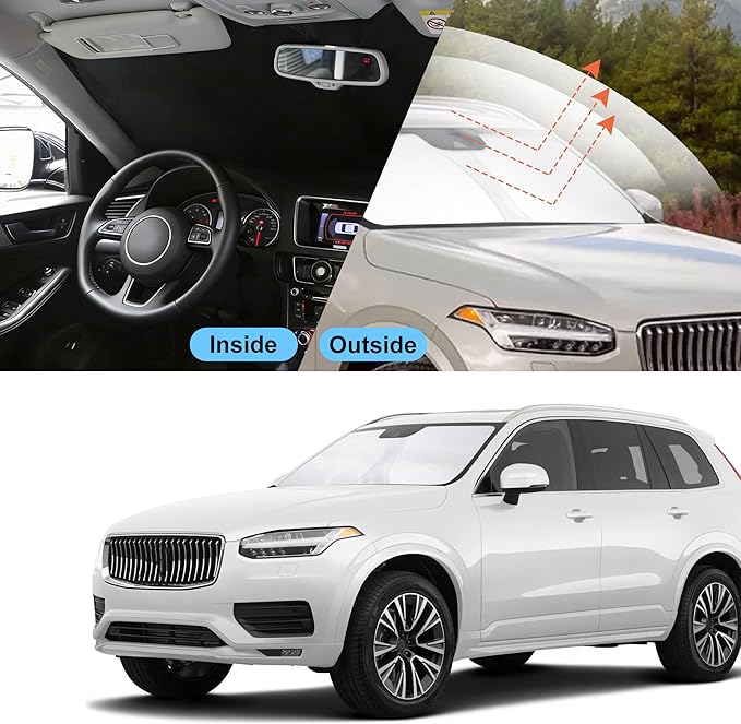 Front Windshield Sun Shade Foldable Car Front Window Sun Shade Windshield Shade Custom Fit for 2016-2025 2026 Volvo XC90 Block UV Rays Car Accessories Heat Keep Cooler