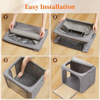 Lifewit Clothes Storage Bins with Metal Frame, Stackable Storage Box, Foldable Clothing Storage Bins with Lids, 75L Storage B