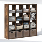 Furinno Cubic Closet Organizers and Storage, 16-Cube Closet Organizer, Open Shelf Closet Storage, Extra Thick Frame for Wardr