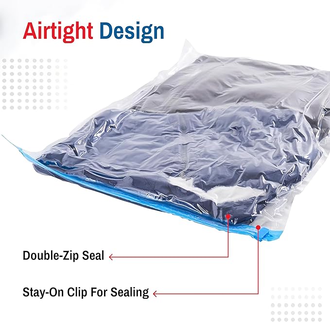 Spacesaver Roll Up Vacuum Storage Bags for Jackets, Suits, Dresses & Clothes – Sealed Compression Bags with Hand Pump – Space
