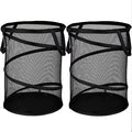 BATTOO 2 Pack Black Large Collapsible Laundry Basket Foldable Mesh Pop Up Hamper with Handles for Laundry Room, Bathroom, Kid