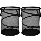 BATTOO 2 Pack Black Large Collapsible Laundry Basket Foldable Mesh Pop Up Hamper with Handles for Laundry Room, Bathroom, Kid