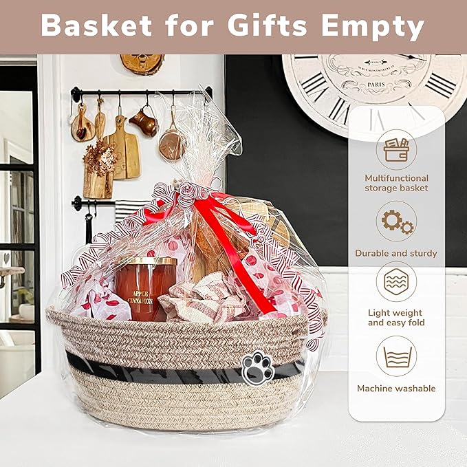 Dog Toy Basket Small Baskets for Gifts, Woven Baby Storage Basket for Towels, Toys, Storage Organizer Bins for Living Room, 1