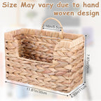 WLLHYF Woven Hanging Magazine Holder Water Hyacinth Storage Basket Wall Mounted Wicker Organizer Boho Modern Farmhouse Book R