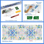 SOMWISE Rainbow Window Privacy Film,Heat Control,UV Blocking,Anti-Glare,Day & Night Privacy Protection & Decoration for Home, Bathroom,Glass Door,Static Cling,Renter-Friendly with Installation Tools