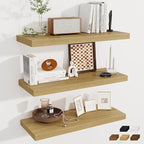 Fun Memories Deep Floating Shelves, 32W x 12D Oak Wall Shelves, 32 Long Rustic Wood Wide Storage Shelves for Bedroom, Kitchen