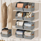 Homsorout Fabric Closet Storage Cubes - 6 Pack Square Storage Bins with Dual Handles for Clothes, Towels, Toys, Cube Storage 