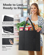 HOTOR Tote Bag Large - 2 Packs, Reusable Grocery Bags with Sturdy Handles, Foldable & Reusable Shopping Bags Fit in Car
