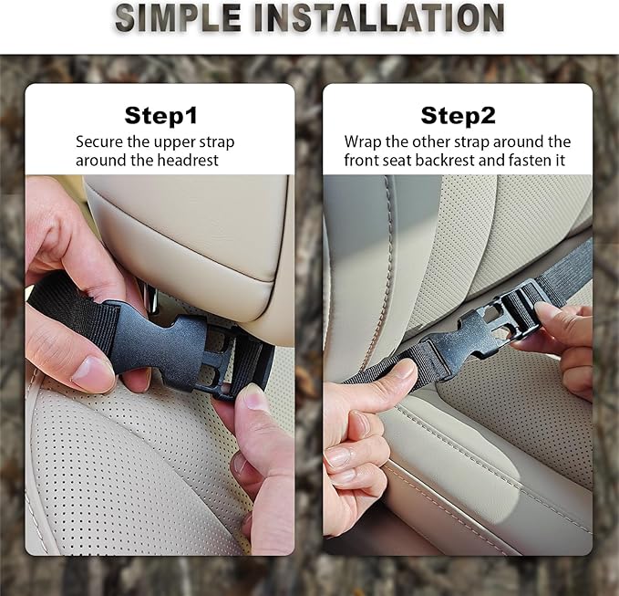 Truck Gun Rack（Set of 2）, Seat Back Gun Rack with Adjustable Straps, 600D Oxford Cloth, Universal Rifle Holder, PVC Coated, Secure Storage Pockets for Hunting Gear, Easy to Install Vehicle Gun Rack