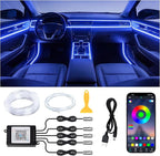 Interior Car LED Lights APP Control，Ambient Lighting Kit with 236" Fiber Optic，5 in 1 RGB Strip Lights，16 Million Colors Car Neon Lights, Sync to Music（USB）