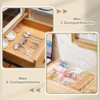 Briwooody Acrylic Drawer Organizer Clear Desk Drawer Organizer Trays with Adjustable Compartments Desk Accessories for Office