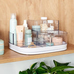 YouCopia MagicTrack Rectangle Lazy Susan Turntable with 4 Clear Storage Bins: Rotating Cabinet Organizer for Kitchen or Bathr