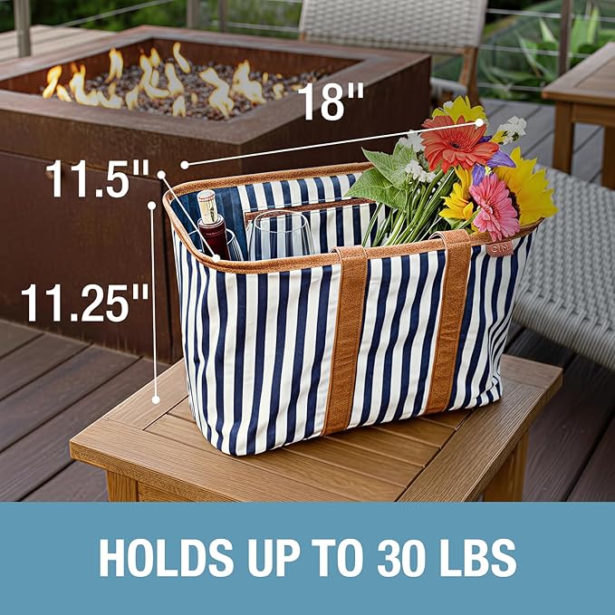 CleverMade Collapsible LUXE Tote - Reusable Grocery Shopping Storage Bag Organizer w/Handles Reinforced Bottom