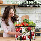 Reusable Grocery Bags Heavy Duty Shopping Bags Foldable Large Tote Bags with Long Handles & Hard Bottom