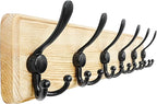 Dseap Coat Rack Wall Mounted - 24" Long 6 Tri Hooks, Heavy Duty Wooden Wall Coat Hanger Coat Hook for Clothes Hat Jacket Clot