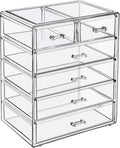 Sorbus Acrylic Makeup Organizer Set, 6-Drawer Vanity & Countertop Cosmetic Storage with Small & Wide Drawers, Clear Makeup St