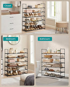 SONGMICS Shoe Rack, 6-Tier Shoe Organizer, Metal Storage Shelf, Upright or Upside Down, for 24-30 Pairs, Stackable, for Entry