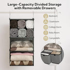 GRANNY SAYS Hanging Closet Organizer with Drawers, 4 Shelf Dividers Closet Hanging Organizer, Foldable Hanging Shelves for Wa