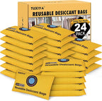 24Pack(200g Each) Rechargeable Silica Gel Desiccant Packets,Color Indicating Desiccant Packs for Storage,Moisture Absorbers f