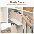 StorageWorks Storage Bins, Fabric Storage Bins for Shelves, Large Storage Baskets with Metal Frame, Closet Baskets and Bins w