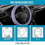 PIC AUTO Steering Wheel Cover, Glitter Gel Particles & Purple Luxury Leather Car Steering Cover, Universal Fit 14.5"-15.5" An