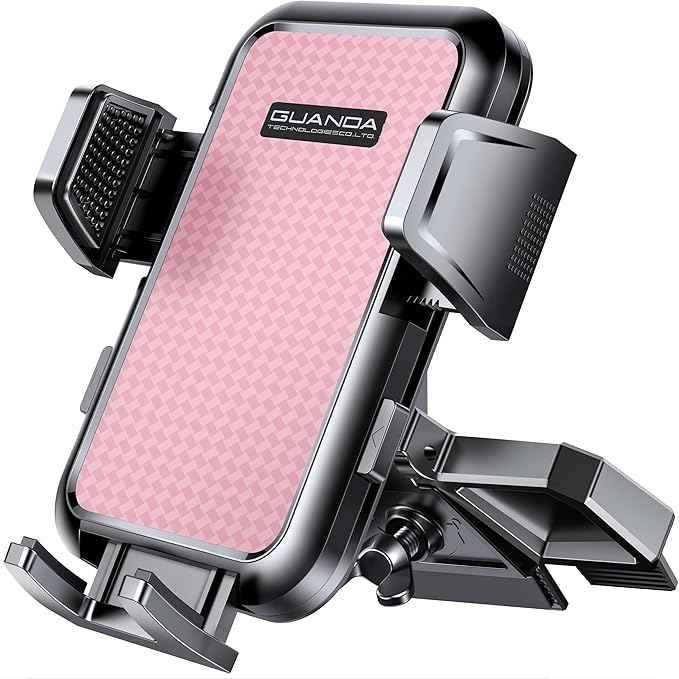 CD Slot Phone Mount, Upgraded Car Phone Holder [Thick Cases Friendly], 360° Adjustable Universal Phone Mount for Car CD Slot Mount for iPhone & Android Cell Phones (Pink)