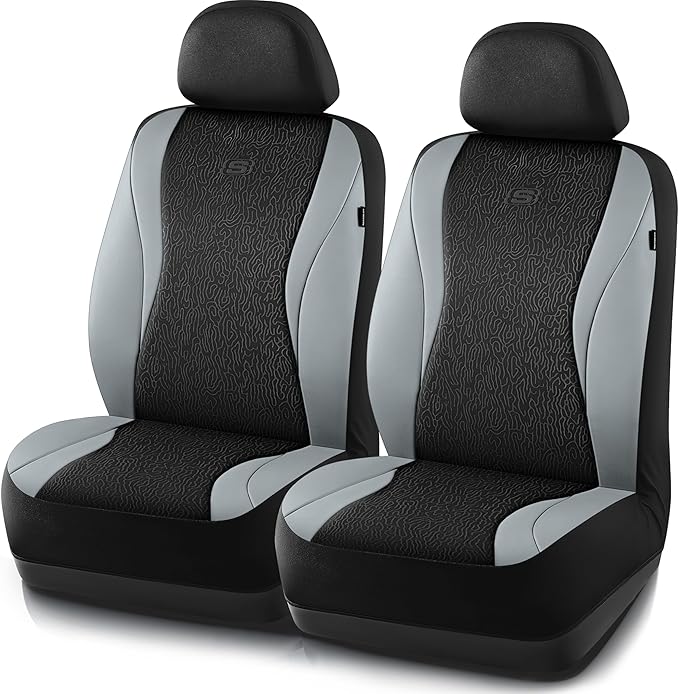 Skechers Car Seat Covers,Leather Seat Covers with GOGA Mat Technology,Waterproof Car Seat Covers Front Seats,Airbag Compatibl