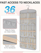 BAGSMART Hanging Jewelry Organizer, Necklace Holder Anti-tangle Earrings Rings Hanger with 20 Jewelry Bags Travel Storage Rol