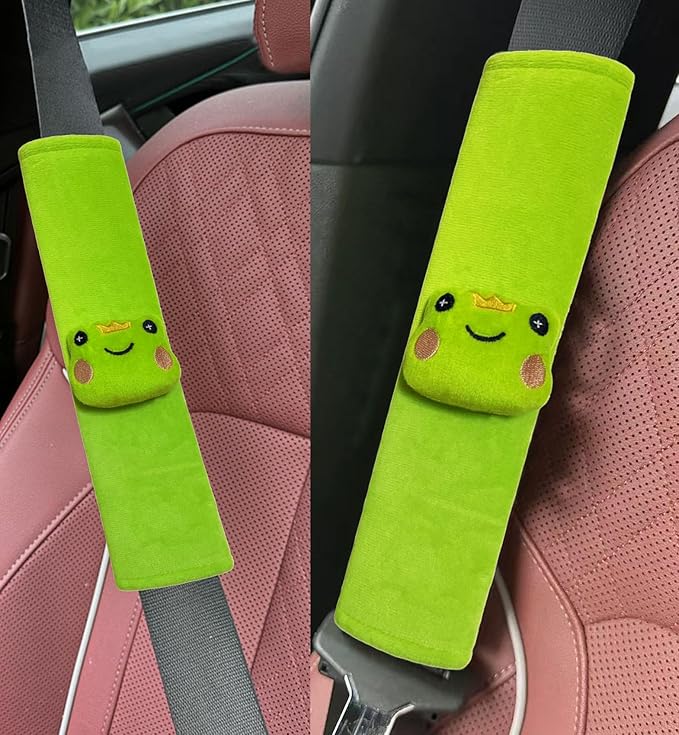 8 Pcs Cute Panda Steering Wheel Cover Set for Women Girl,Anti-Slip Lovely Cartoon Car Wheel Protector Universal 15 Inch Fit for Vehicle, Car, Auto, SUV (Green)