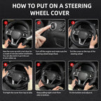 NBTEPEM Customized Auto Car Steering Wheel Cover for Honda Accord, Civic, CR-V, HR-V, Pilot, Microfiber Leather Sport Steerin