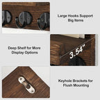 Lwenki Key Holder for Wall, Decorative Key and Mail Holder with Shelf Has Large Key Hooks for Bags, Coats – Paulownia Wood Ke
