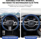 Frani Leather Steering Wheel Cover,Universal Fit 15 Inch-Premium Non-Slip Breathable Comfort Grip for Cars Trucks SUVs,Anti-Slip Durable Interior Upgrade Carbon Fiber Pattern (Blue)