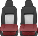 Motor Trend Faux Leather Front Seat Cover for Cars - Set of 2 Burgundy Front Car Seat Covers for SUV & Truck with Storage Poc