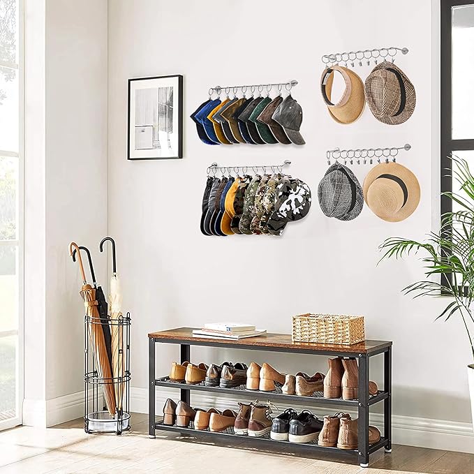 Viklluyr Hat Rack Baseball Cap Wall Organizer - Closet Hats Holder with 20 Hooks - Metal Caps Storage Wall Mounted Hat Hanger