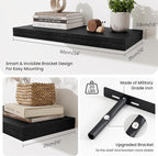 Fun Memories 24 Inch Floating Shelves Wall Mounted, 10 Inch Deep Wall Shelves, 24 x 10 Floating Shelf for Living Room Bathroo