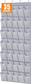 MISSLO 35 Large Pockets Over The Door Shoe Organizer Sturdy Oxford Fabric Hanging Shoe Rack for Door Mesh Closet Shoe Holder 