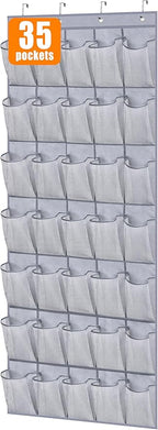 MISSLO 35 Large Pockets Over The Door Shoe Organizer Sturdy Oxford Fabric Hanging Shoe Rack for Door Mesh Closet Shoe Holder 